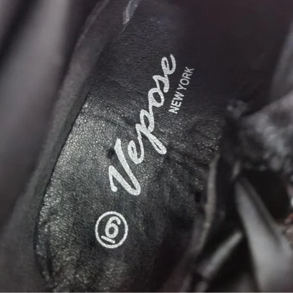 Heel Boots Over the Knee Vegan Suede Black Block Vepose NY Boho Retro Biker Goth - Picture 4 of 7